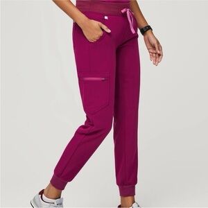 FIGS Zamora Jogger Scrub Pants in Dark Magenta